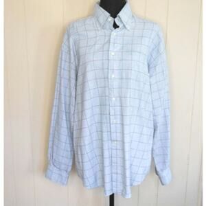 Fabio Inghirami Blue Stripe Cotton Men's Button Down, Size Large